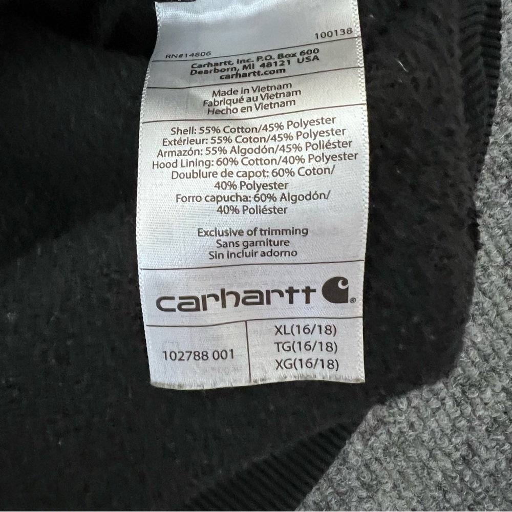 Carhartt Womens XL Black Clarksburg Full Zip Hoodie Sweater Jacket Custom Dyed - Picture 11 of 12